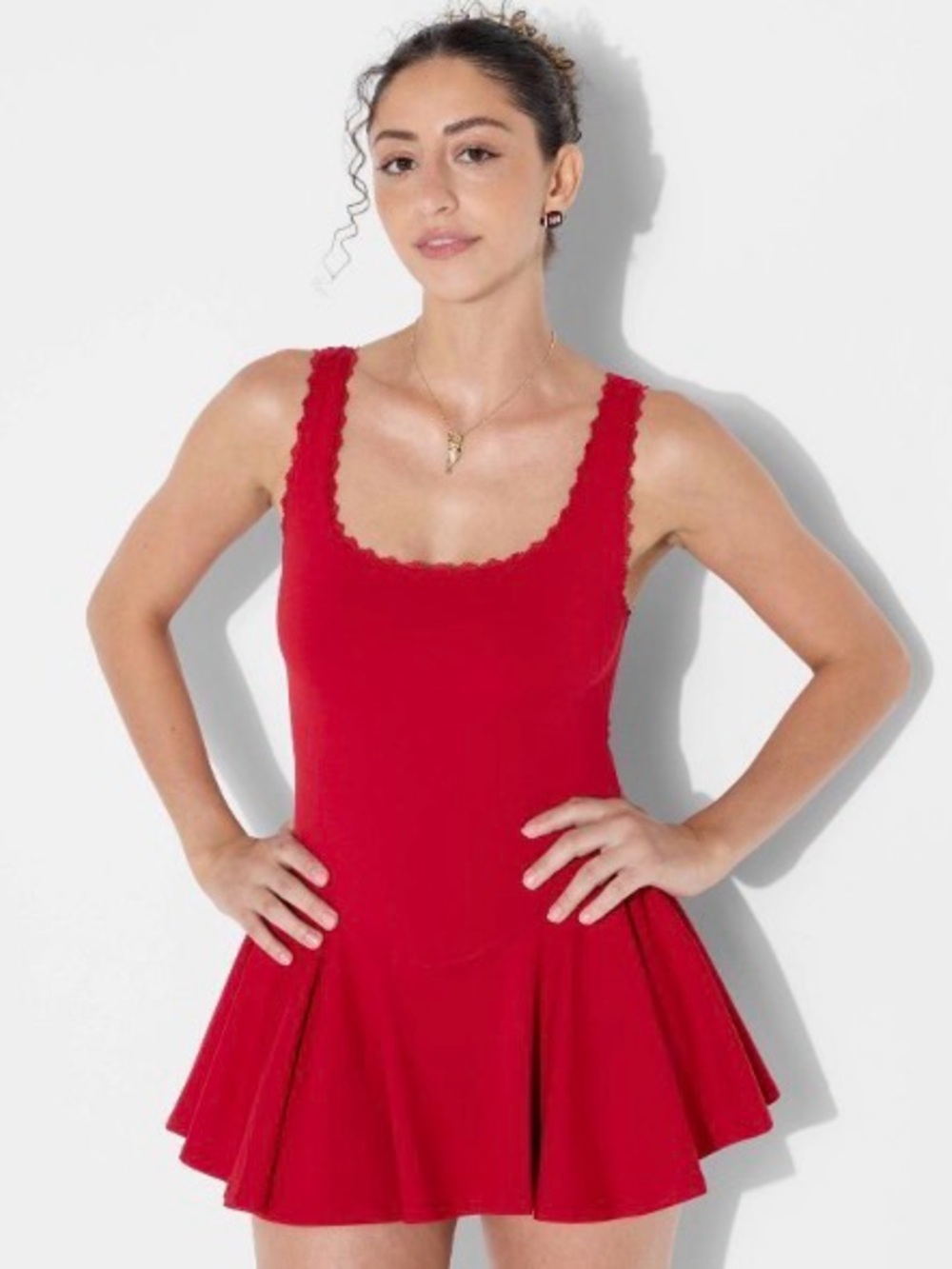 🌺WILD FABLE RED GAME DAY LACE MINI SKATER DRESS SIZE XS🌺